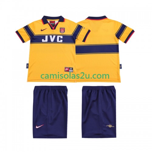 Camisolas de futebol Arsenal 1999 Retro Criança Equipamento Alternativa 1997 Manga Curta Camisolas de futebol Arsenal 1999 Retro Criança Equipamento Alternativa 1997 Manga Curta